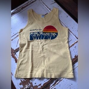 Vintage 1970's 1980's Yellow Acapulco Souvenir Tank Top Woman's XL